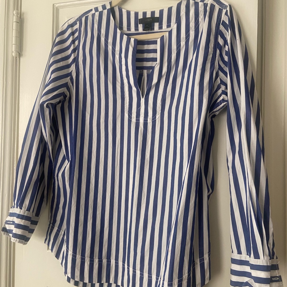Jcrew Blue and White Striped Women's Tunic Style
Top